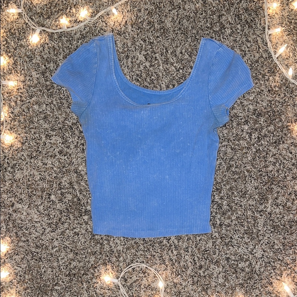 Wild Fable Blue Ribbed Blouse